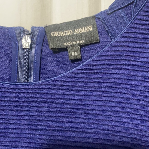 Giorgio Armani Blue Ribbed Mini Dress - Picture 4 of 7
